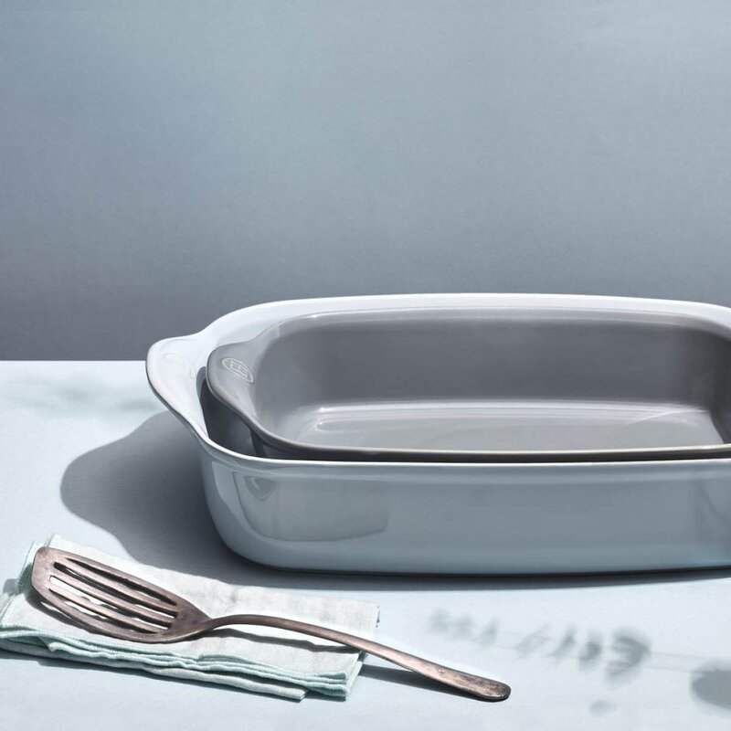 Emile Henry Ildfast form rektangulær 1,55L perlegrå