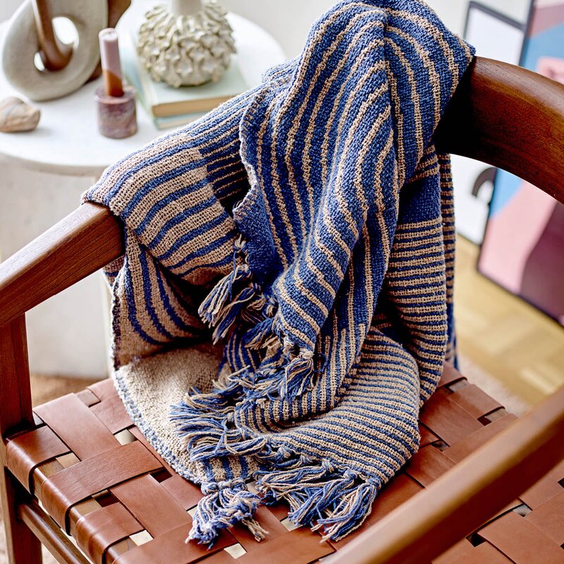 Bloomingville Pledd Tiffanie 160x130 cm blå