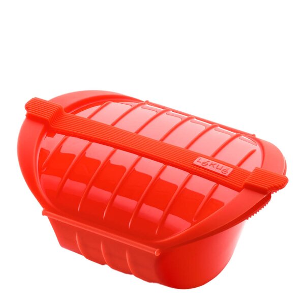 Lékué Dyp dampkoker for mikrobølgeovn 3–4 porsjoner rød