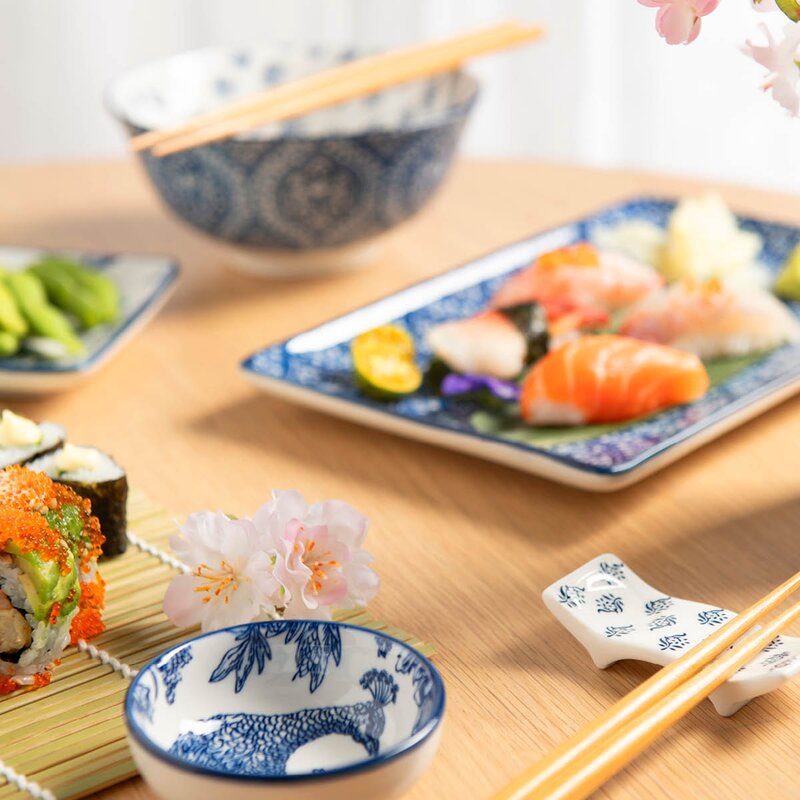 Stiernholm Sakura asjett 25x16 cm blå/hvit