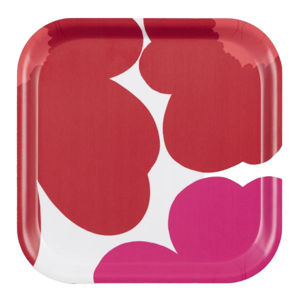 Marimekko – Unikko serveringsbrett 20×20 cm hvit/oransje/rød