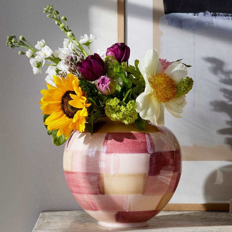 Kähler Canvas vase 20 cm rosa/brun