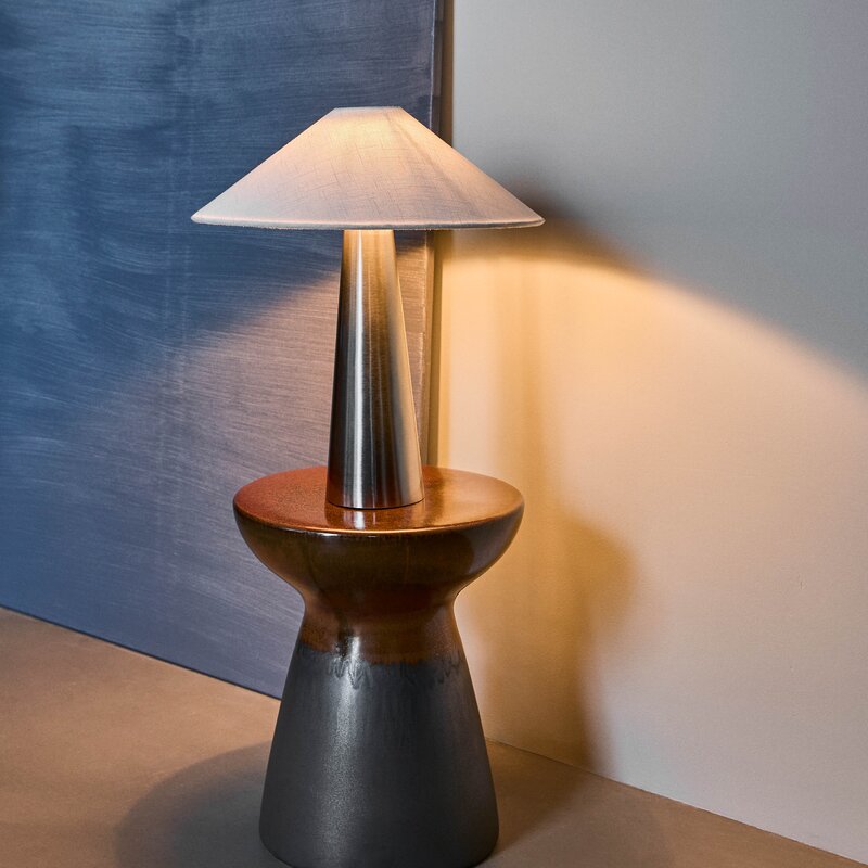 House Doctor Soffi bordlampe 48 cm børstet sølvfinish/offwhite