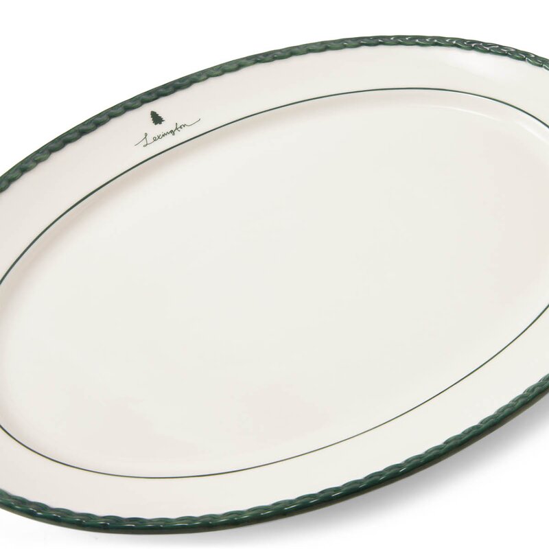 Lexington Serveringsfat 42 cm hvit/grønn