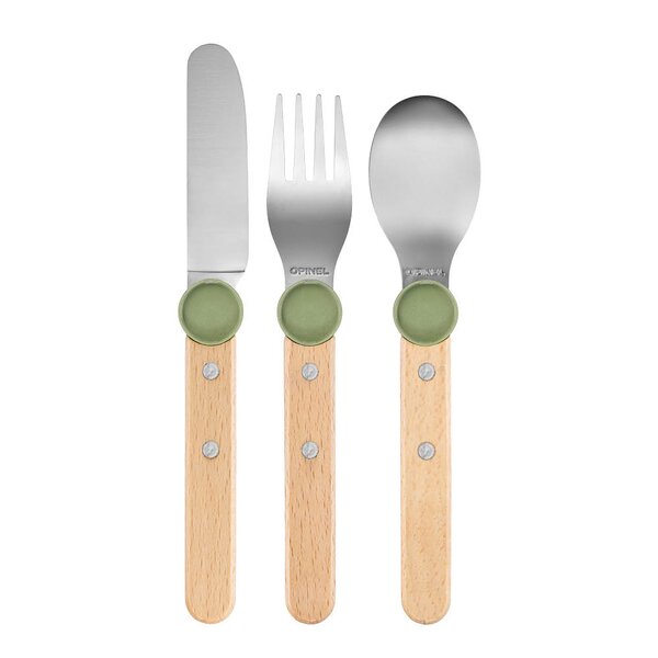 Opinel Petit Gourmet barnebestikk 3 deler olivengrønn