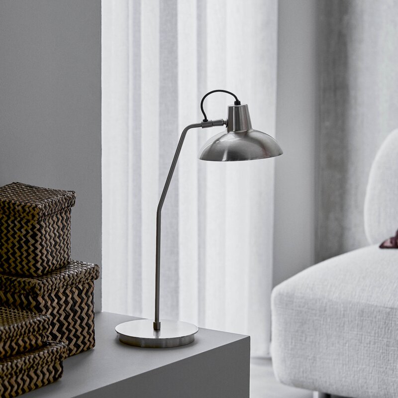 House Doctor Desk bordlampe 50 cm børstet sølvfinish