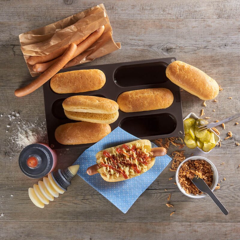 Lurch Flexiform Hotdog Buns bakeform til 6 stk pølsebrød