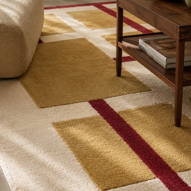 Deco Nord Aura ullteppe 170x240 cm ivory rød gul