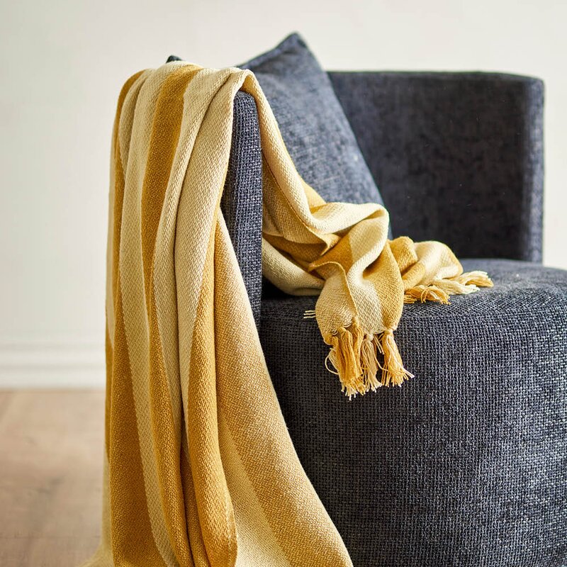 Bloomingville Frello pledd 160x130 cm gul