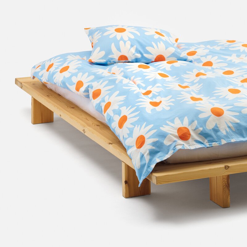 Marimekko Rakastaa, ei rakastaa putetrekk 50x70cm blå/hvit/oransje