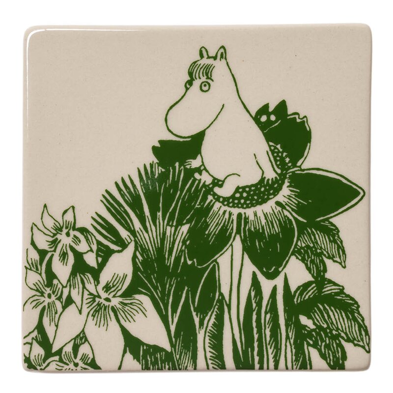 MoominArabia Mummi glassbrikke 10x10 cm 2 stk mystisk skog grønn