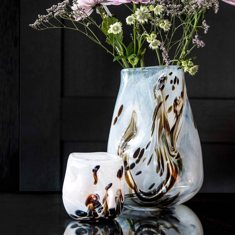 Magnor After Rain vase 28 cm hvit m/dekor