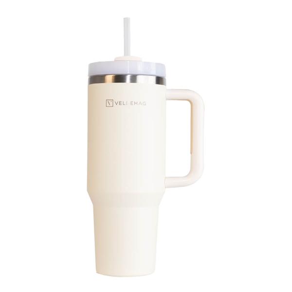 Velbehag – The Tumbler med sugerør 1,2 L basic bitch beige