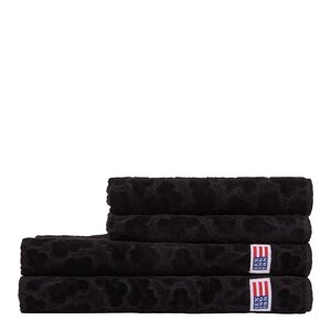 Lexington Velour Jacquard bladmønstret håndkle 70x130 cm svart