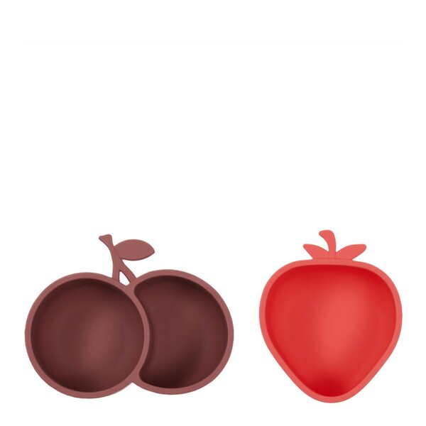 OYOY Yummy Jordbær- og Kirsebær snackbolle 23,5x11,5 cm Cherryred/Nutmeg