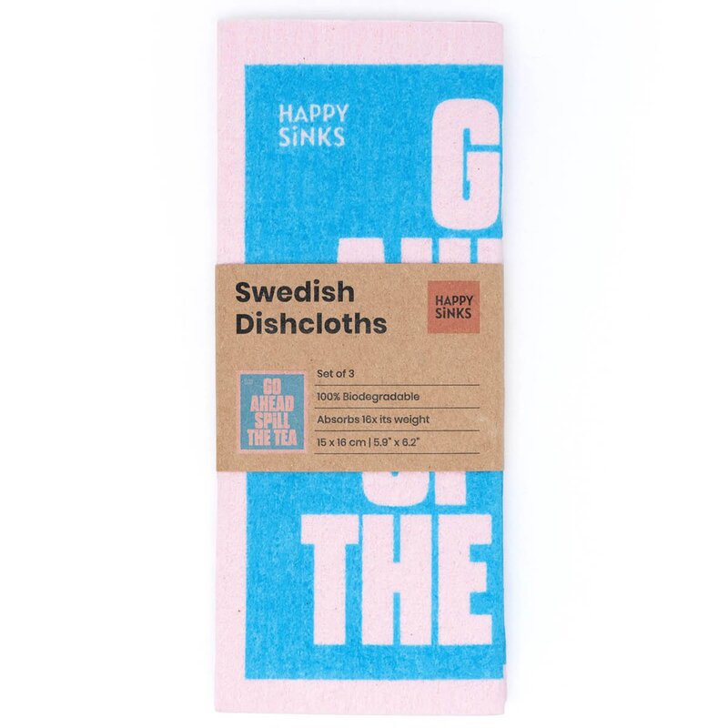Happy Sinks Oppvaskklut Spill the tea 3 stk
