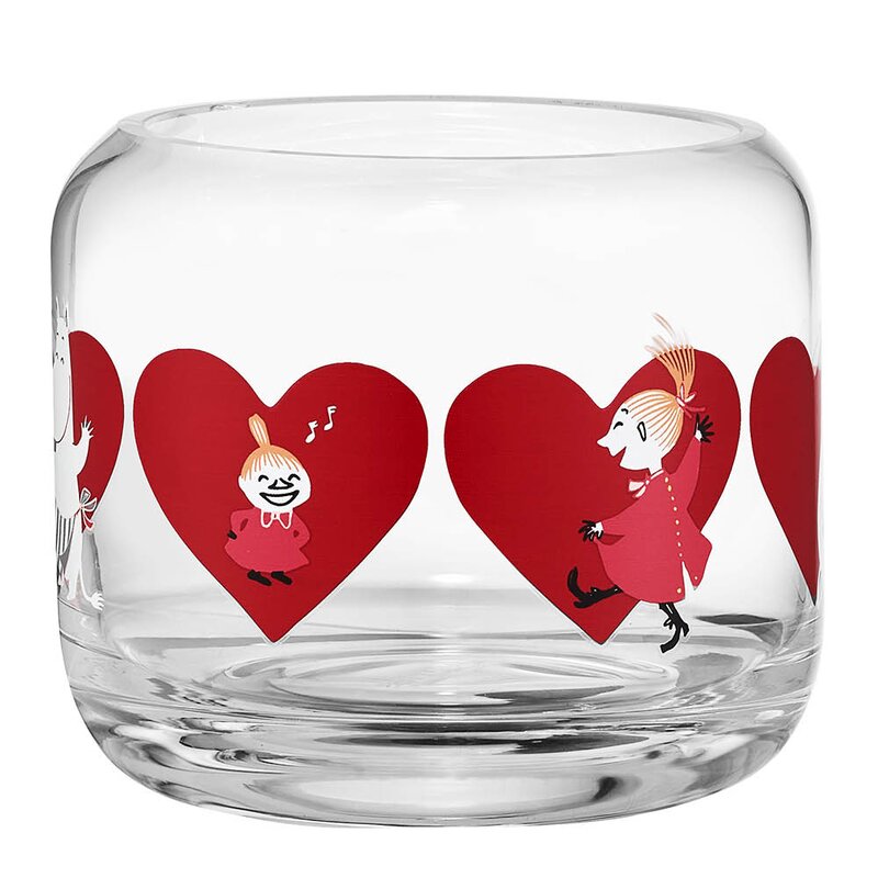 Muurla Mummi telysholder 8 cm hjerter rød