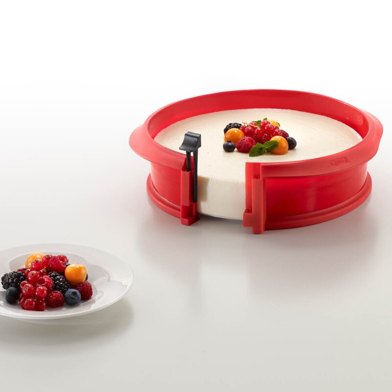 Lékué Springform i silikon med fat 23 cm 2,5 L rød/hvit