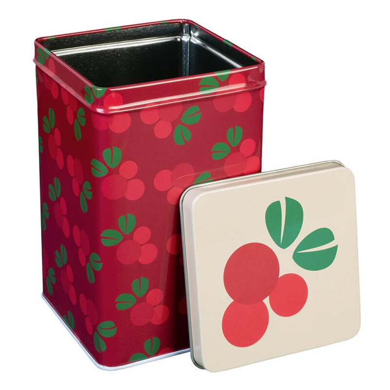 Blafre Tyttebær metallboks 10x10x16 cm rød