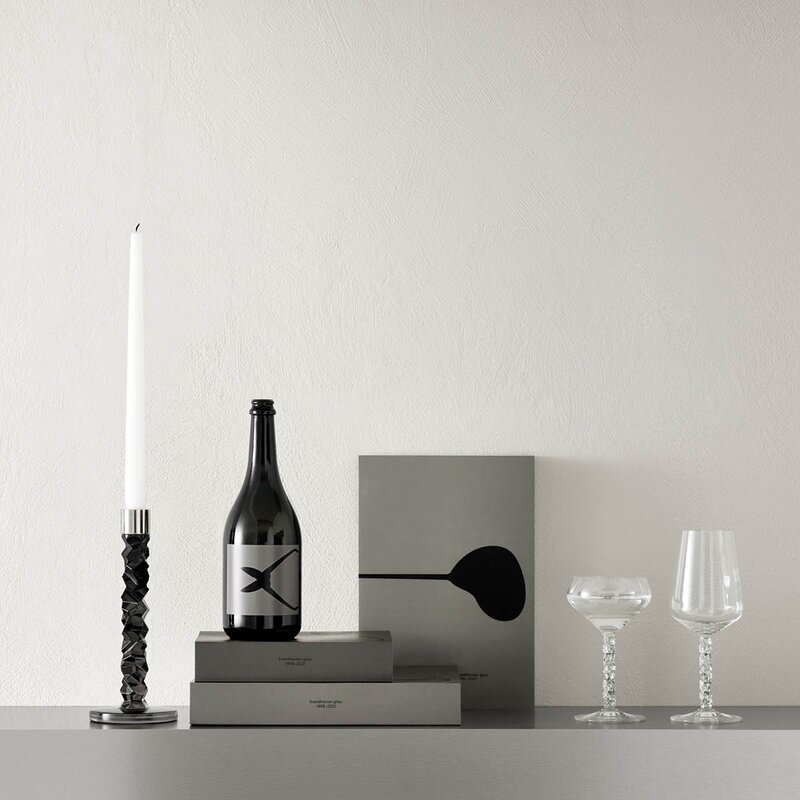 Orrefors Carat lysestake 24 cm 2 stk antrasitt