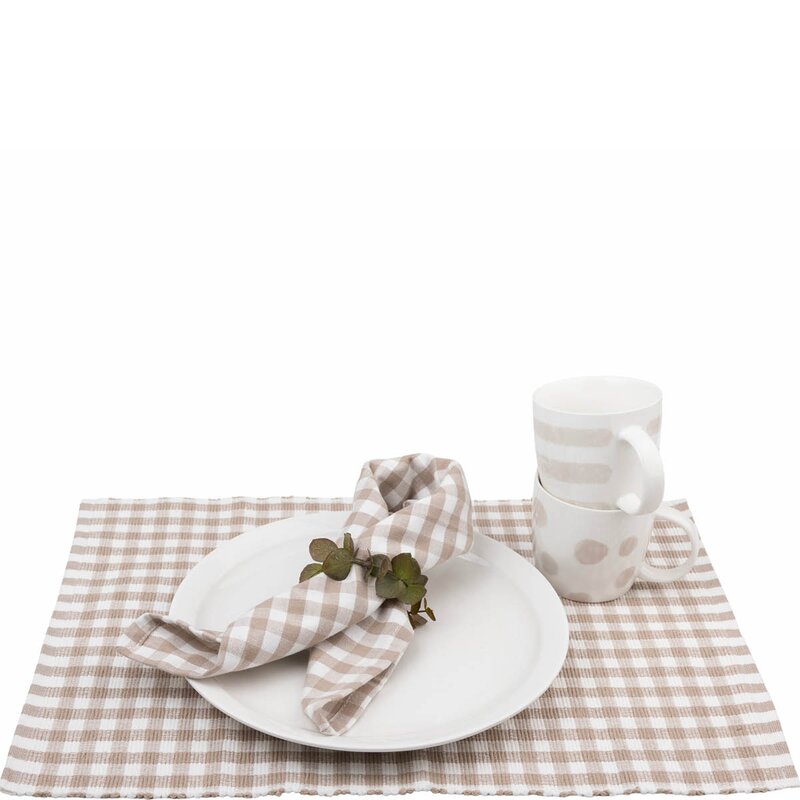 Sögne Home Bordbrikke 48x33 cm ruter beige/hvit