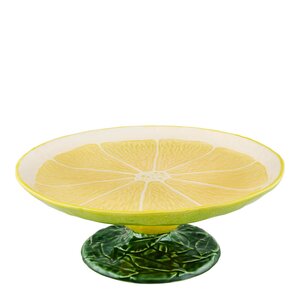 Bordallo Pinheiro Citron kakefat på stett 33 cm sitrongul/grønn