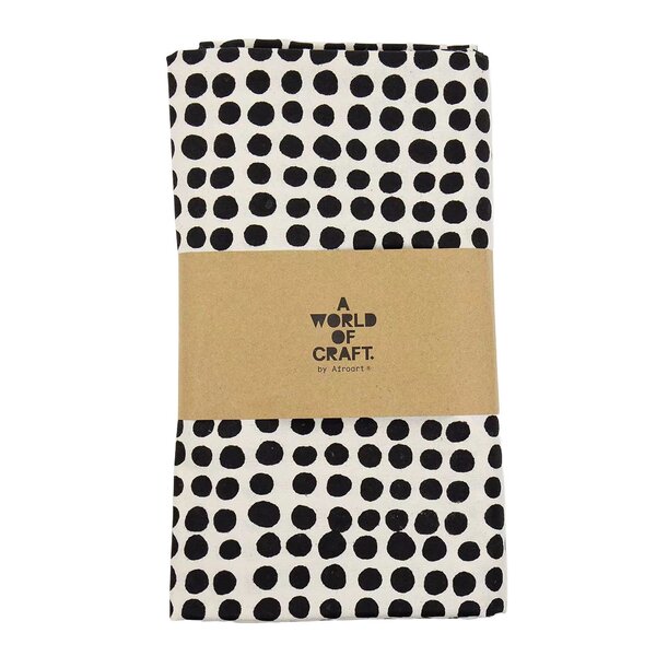 A World of Craft Dots duk 140x260 cm hvit/svart