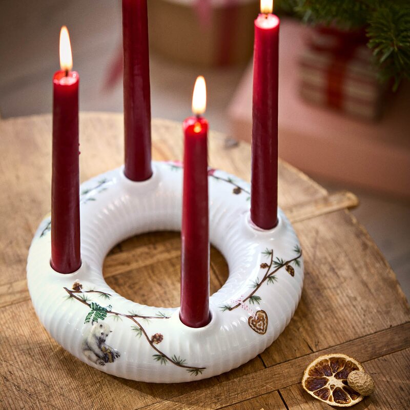 Kähler Hammershøi Christmas adventsstake 21,5 cm hvit m/dekor
