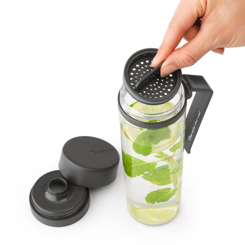 Brabantia Make & Take vannflaske med sil, 0,5L mørk grå