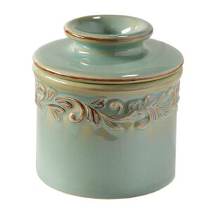 Butter Bell Crock Antique smørklokke havgrønn