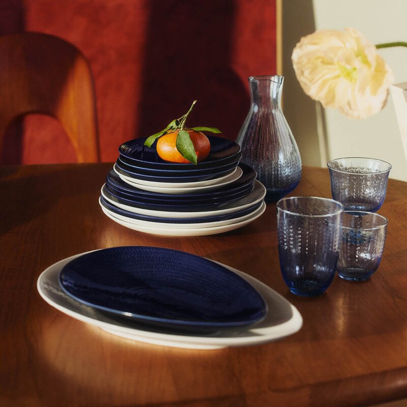 Rörstrand Blå Eld serveringsfat 20x29 cm hvit