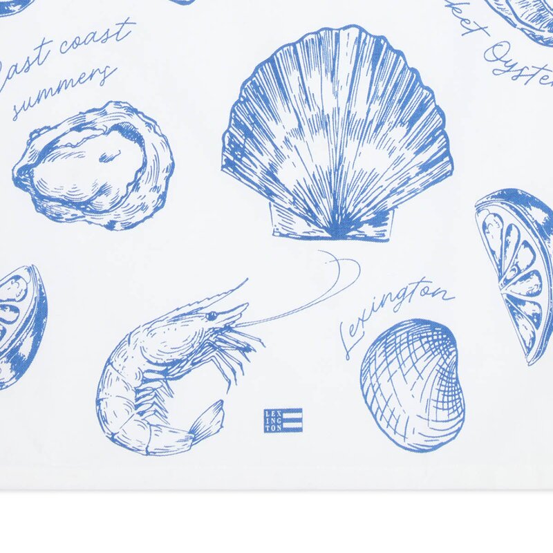 Lexington Kjøkkenhåndkle 70x50 cm skallprintet hvit/blå
