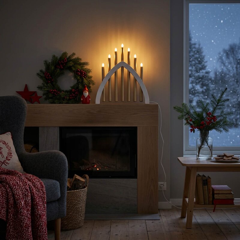 Aneta Lighting Gotland adventsstake 45 cm hvit/matt messing