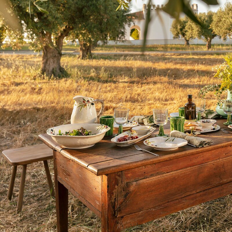 Bordallo Pinheiro Olival serveringsskål 33,5 cm 3L oliven hvit