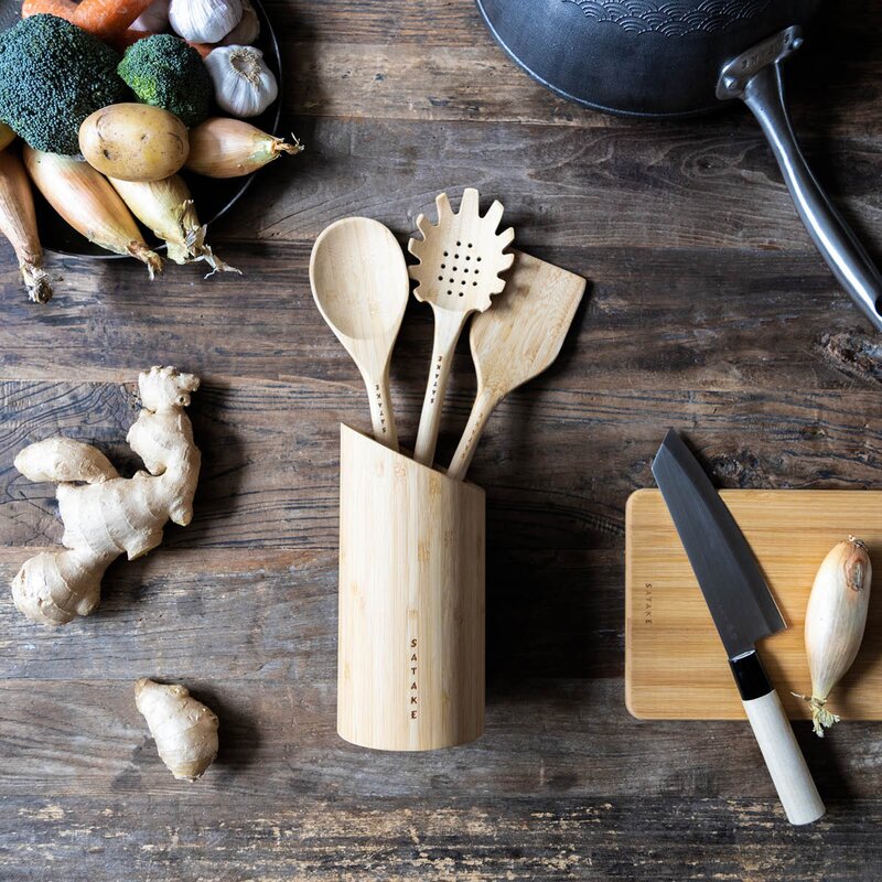 Satake Kjøkkenredskap med stativ 4 deler bambus