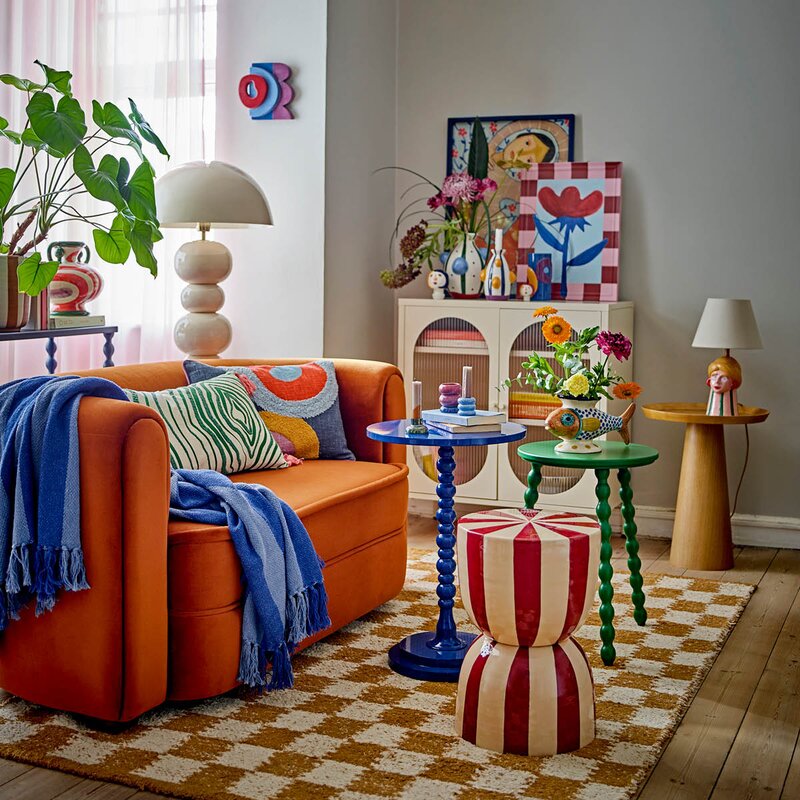 Bloomingville Frello pledd 160x130 cm blå