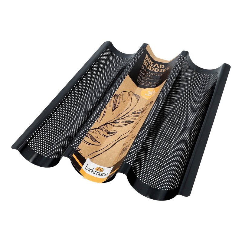 Birkmann Bread Buddies baguettform for 3 stk perforert 38x28 cm svart