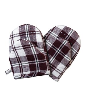 Sabor Home grytehanske 2 stk bomull burgunder/beige/svart