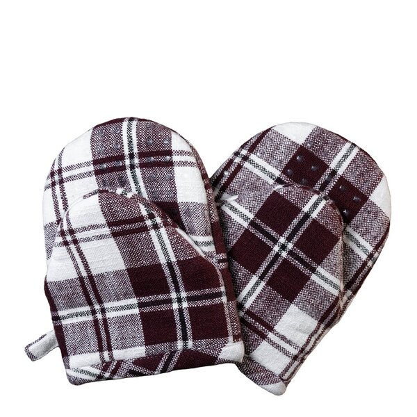 Sabor Home grytehanske 2 stk bomull burgunder/beige/svart