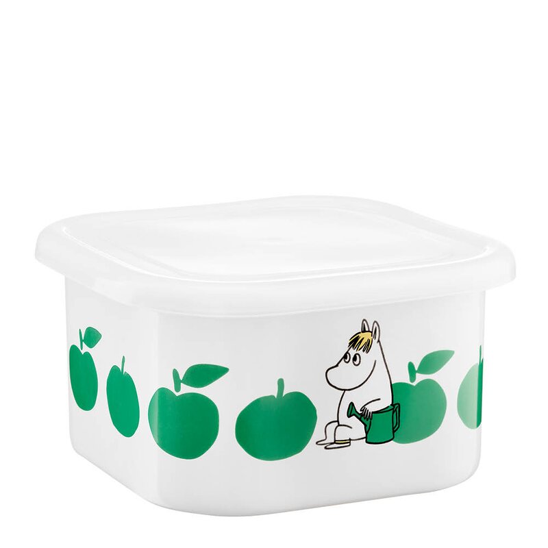 Muurla Mummi emaljeboks med lokk 1,5L grønne epler