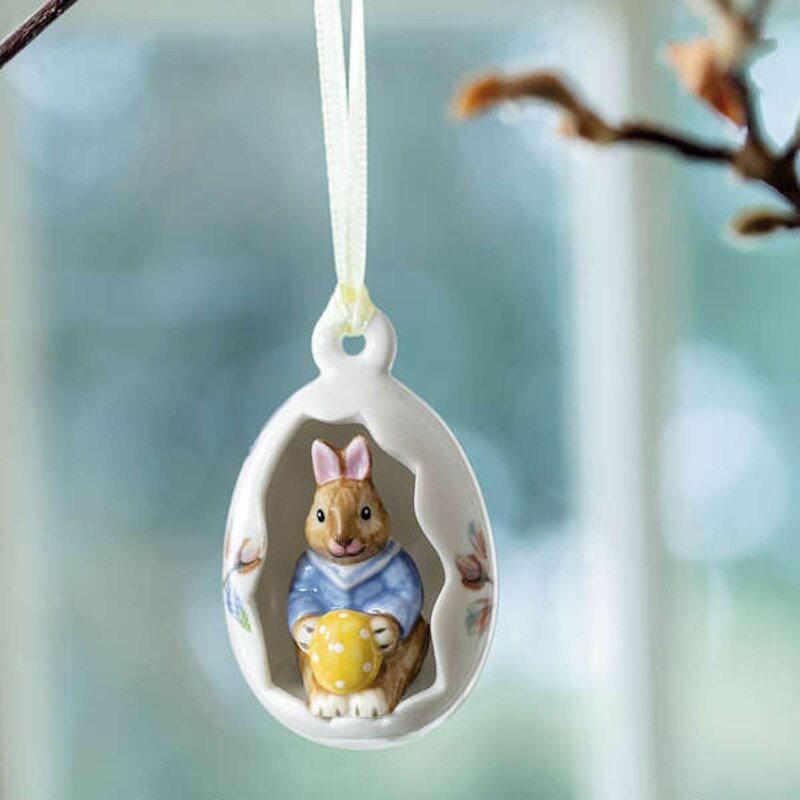 Villeroy & Boch Bunny Tales Max ornament påskeegg 7 cm gul/hvit