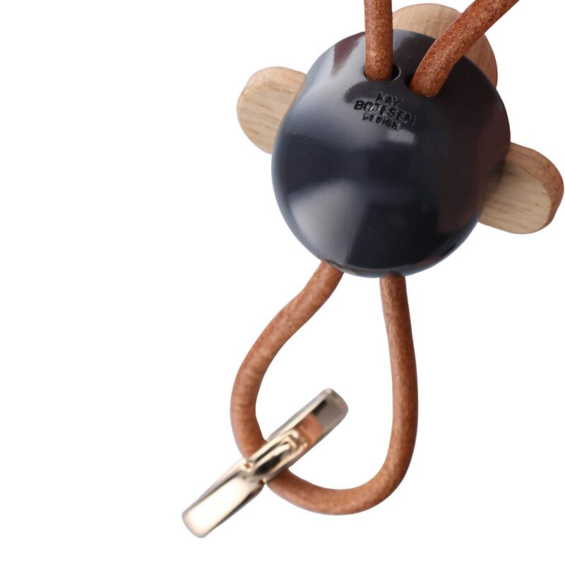 Kay Bojesen Kay Bojesen nøkkelring ape 3 cm gull/lær/mørk grå