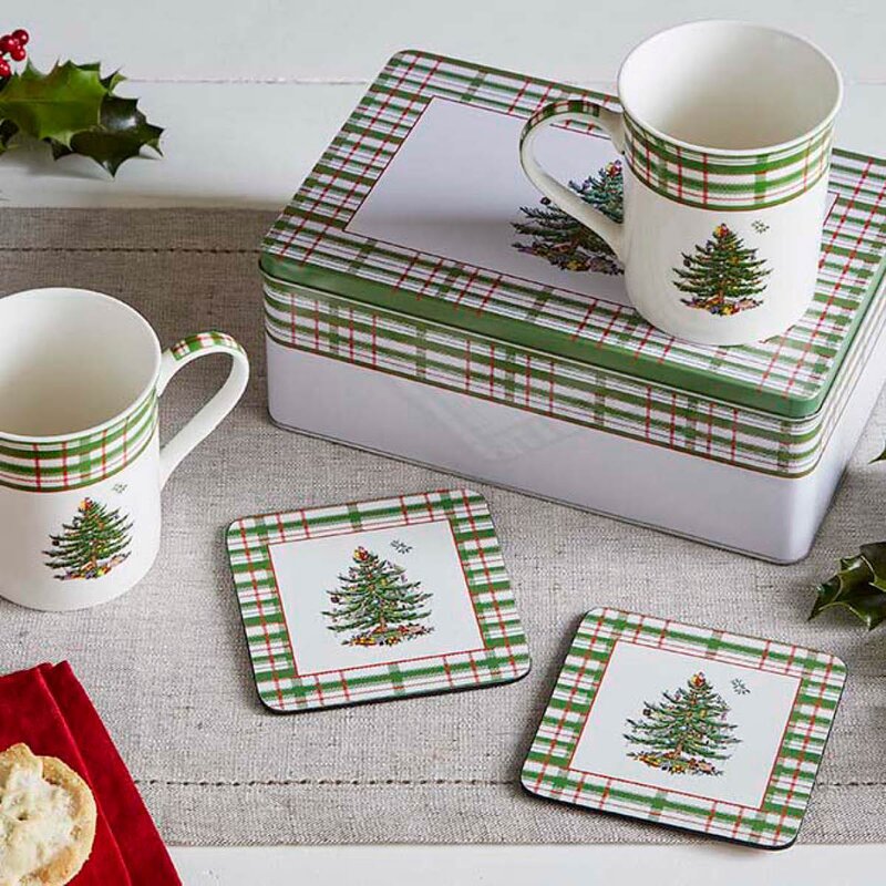 Spode Christmas Tree kopp og coaster-sett 34 cl