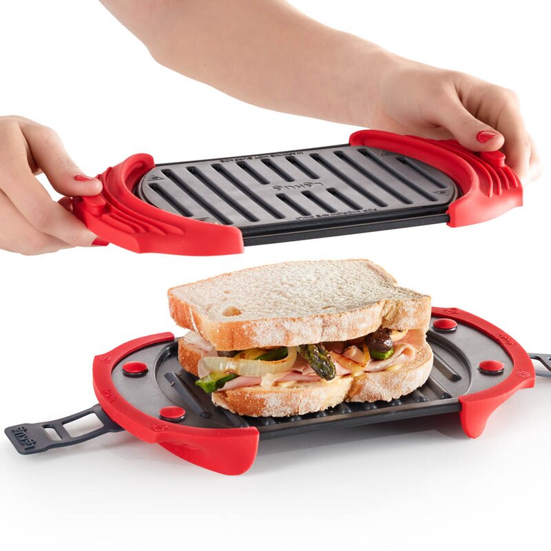 Lékué Grill for mikrobølgeovn 26x15 cm rød