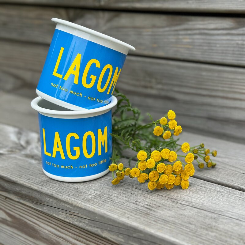 Citronelles Fika Emaljekopp 30 cl lagom blå gul