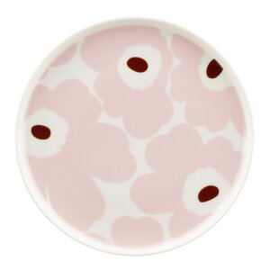 Marimekko Unikko asjett 20 cm hvit/lys rosa/chestnut