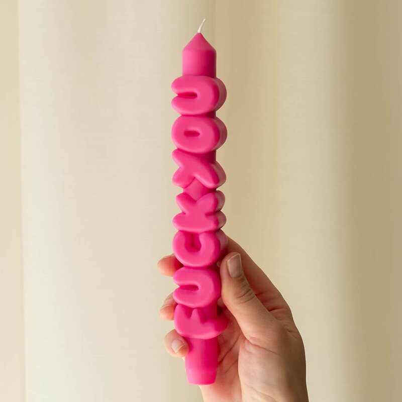 CandleHand 3D kronelys 23 cm F*CK YOU rosa