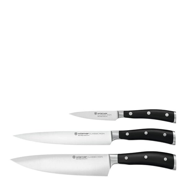 Wüsthof Classic Ikon Knivsett 3 deler Svart
