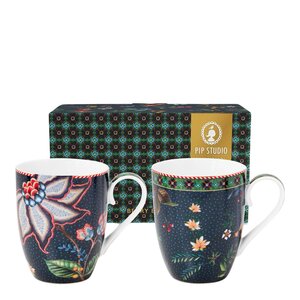 Pip Studio Berry Blues krus stor 36,5 cl 2 stk blå