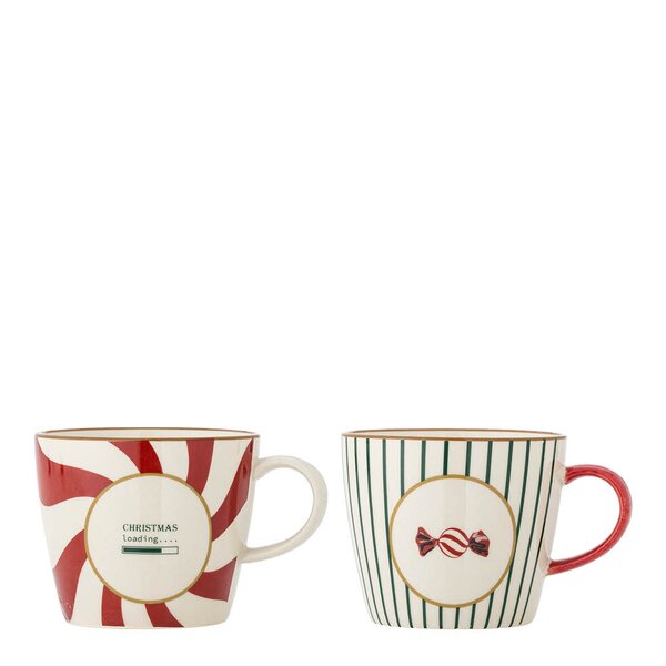 Bloomingville Yule krus 38 cl 2 stk natur/julemotiv